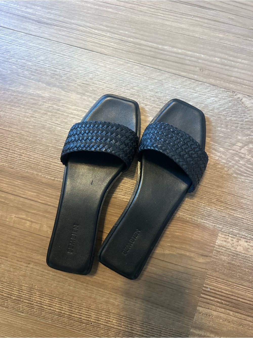 Woven Slide Mules in Black - Women's